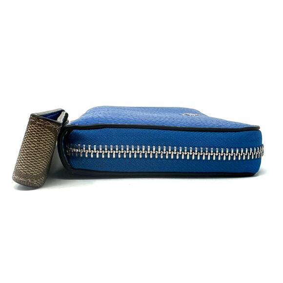 Coach Long Zip Around Wallet With Signature Canvas in Racer Blue Leather CK427 - Picture 5 of 8